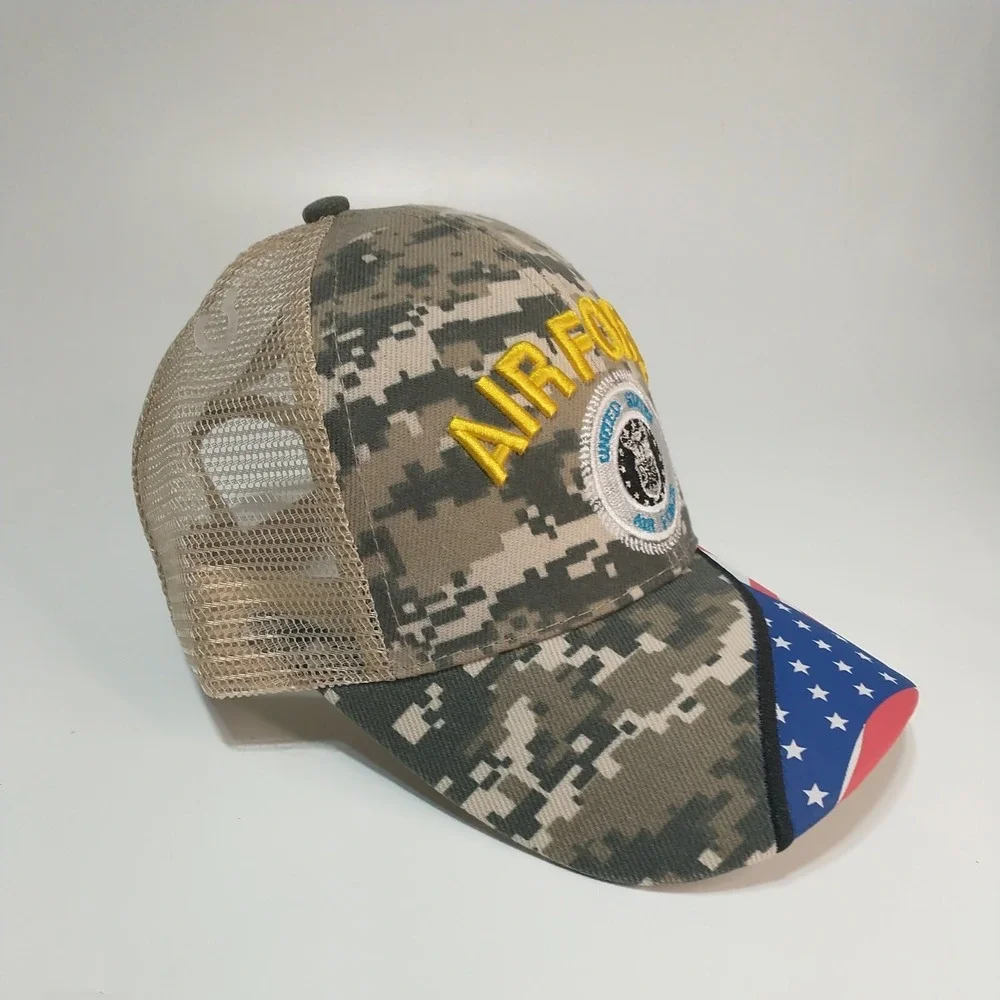 US Air Force Digital Camo Trucker Hat American Flag Mesh Snapback Cap Mens OSFA